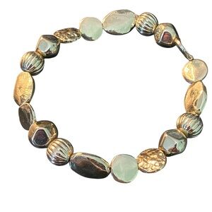 Elegant Gold Tone and Silver Beaded Bracelet